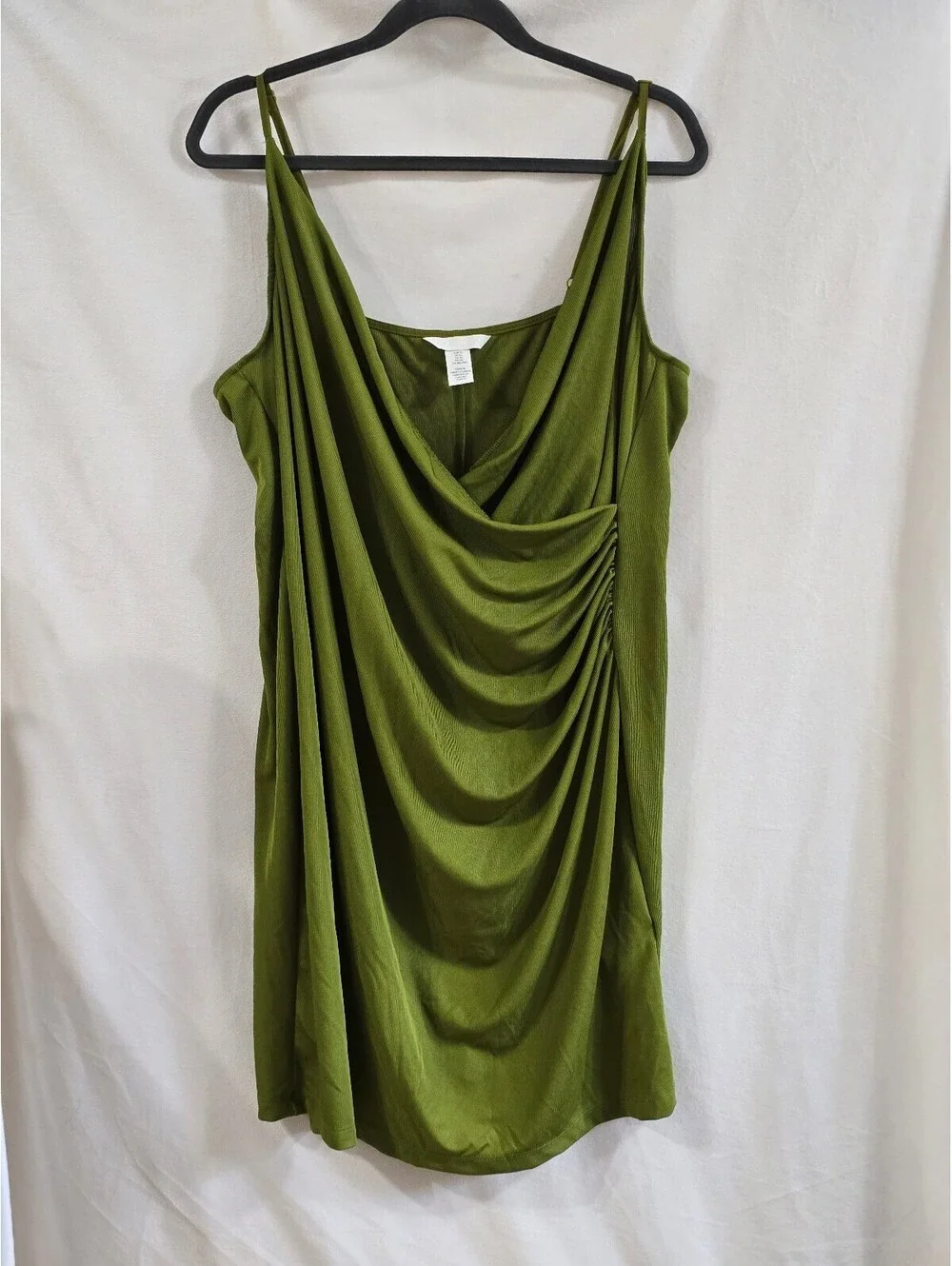 H&M Olive Green Draped Sleeveless Dress XL